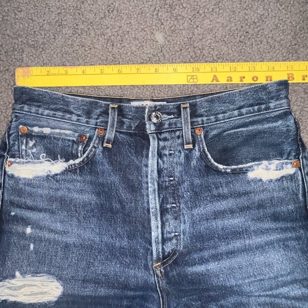 AGOLDE LOS ANGELES PREMIUM PINCH WAIST MADE IN USA DISTRESSED BLOWN KNEE JEANS - Picture 13 of 16